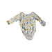 A Yellow Long Sleeve Bodysuits from Mori in size 6-12M for girl. (Front View)