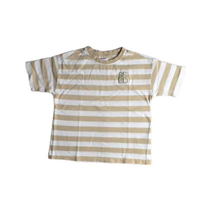 A Beige Short Sleeve T Shirts from Seed in size 4T for boy. (Front View)