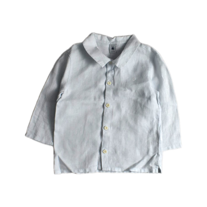 A White Long Sleeve Shirts from Petit Bateau in size 3T for boy. (Front View)