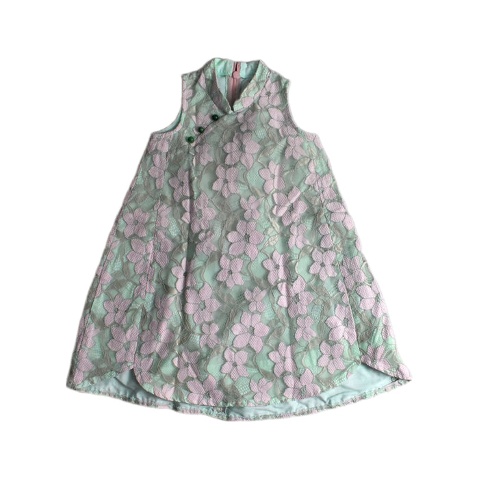 A Green Sleeveless Dresses from Sea Apple in size 5T for girl. (Front View)