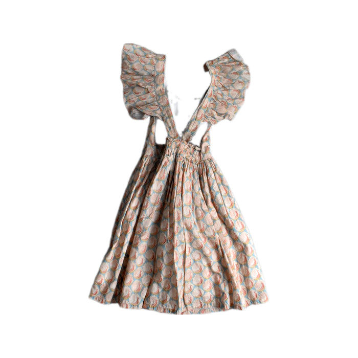 A Peach Sleeveless Dresses from Elizabeth Little in size 4T for girl. (Back View)