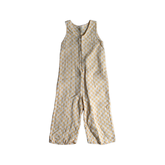 A Yellow Sleeveless Rompers from Rylee + Cru in size 4T for girl. (Front View)