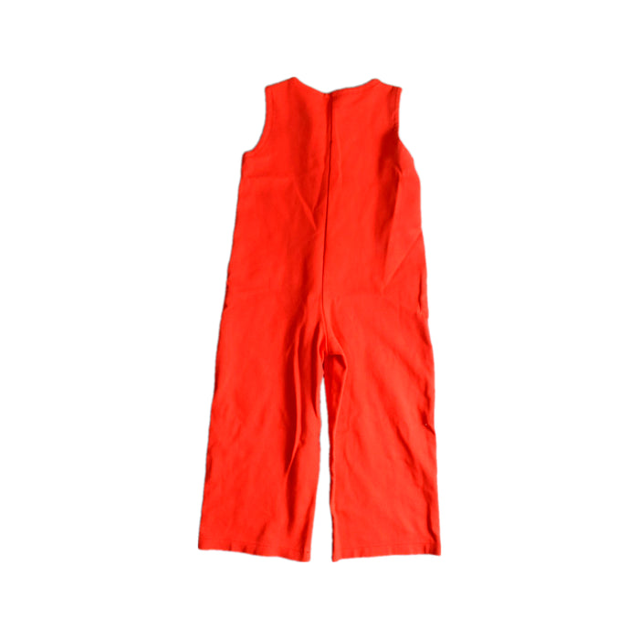A Red Sleeveless Jumpsuits from Il Gufo in size 6T for girl. (Back View)