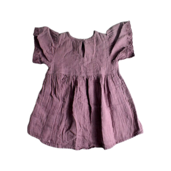 A Purple Short Sleeve Dresses from Jamie Kay in size 3T for girl. (Back View)