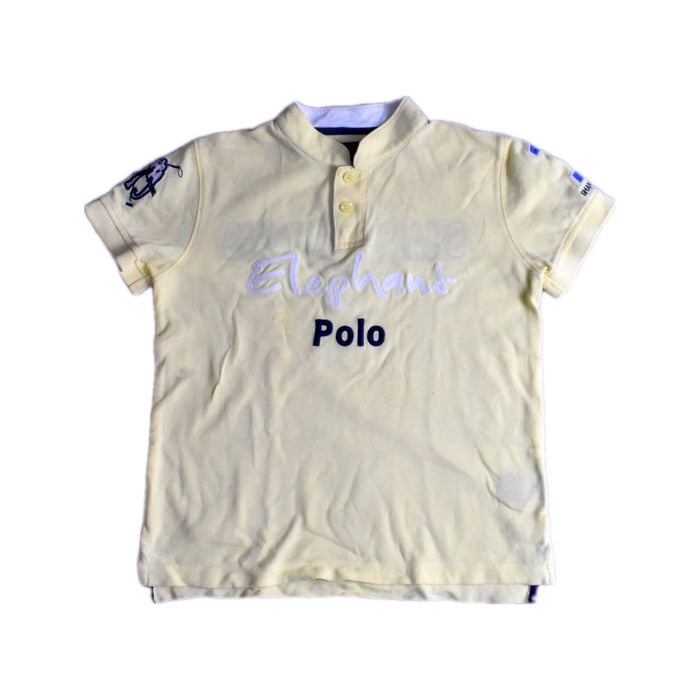 A Yellow Short Sleeve Polos from Shanghai Tang in size 6T for boy. (Front View)