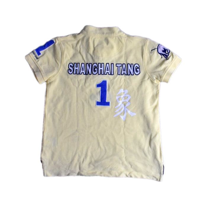 A Yellow Short Sleeve Polos from Shanghai Tang in size 6T for boy. (Back View)