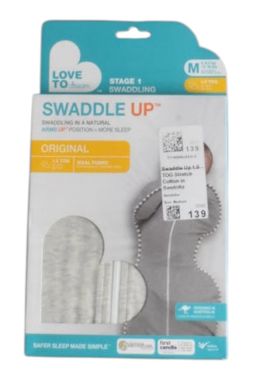 A Grey Swaddles from Love To Dream in size 3-6M for neutral. (Front View)