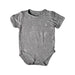 A Grey Short Sleeve Bodysuits from Raph and Remy in size 3-6M for neutral. (Front View)