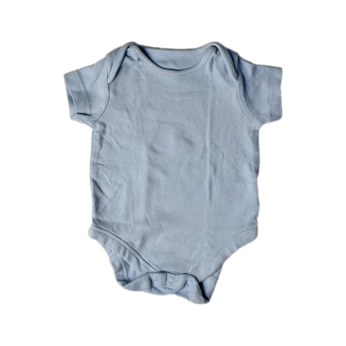A Blue Short Sleeve Bodysuits from Mothercare in size 0-3M for boy. (Front View)