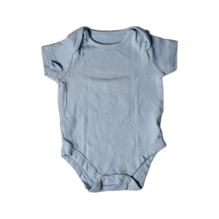A Blue Short Sleeve Bodysuits from Mothercare in size 0-3M for boy. (Front View)