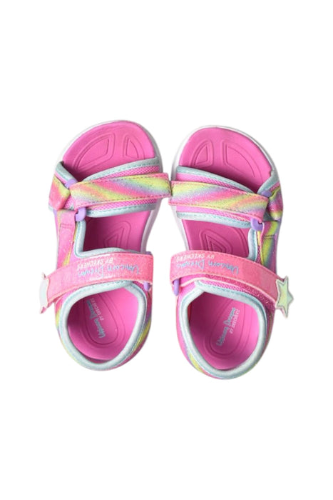 A Pink Sandals from Skechers in size 3T for girl. (Back View)