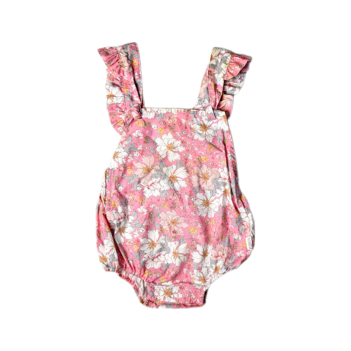 A Pink Sleeveless Rompers from Toshi in size 6-12M for girl. (Front View)