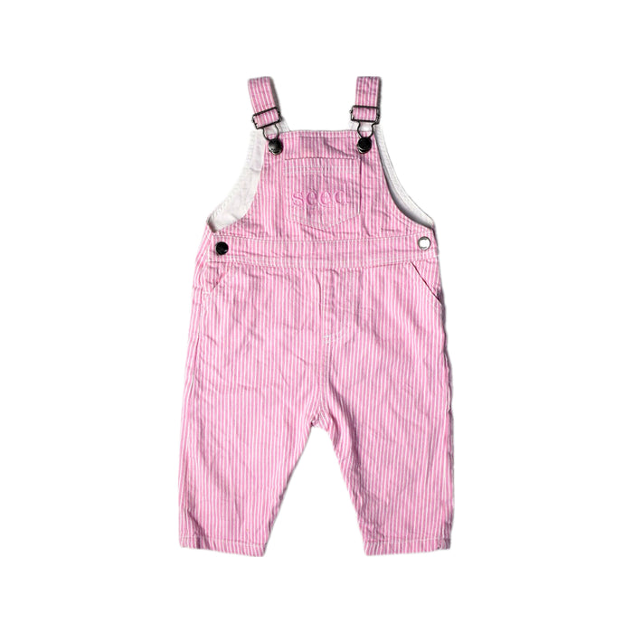 A Pink Long Overalls from Seed in size 6-12M for girl. (Front View)