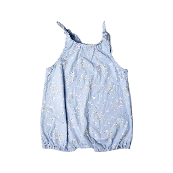 A Blue Sleeveless Rompers from Toshi in size 6-12M for girl. (Back View)