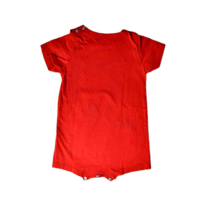 A Red Short Sleeve Rompers from Le Petit Society in size 18-24M for neutral. (Back View)