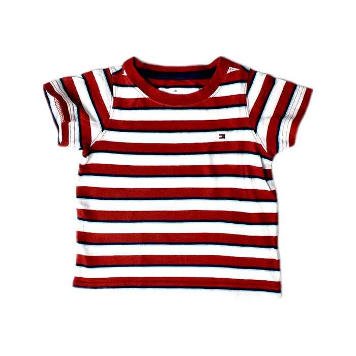 A Red Short Sleeve T Shirts from Tommy Hilfiger in size 6-12M for boy. (Front View)