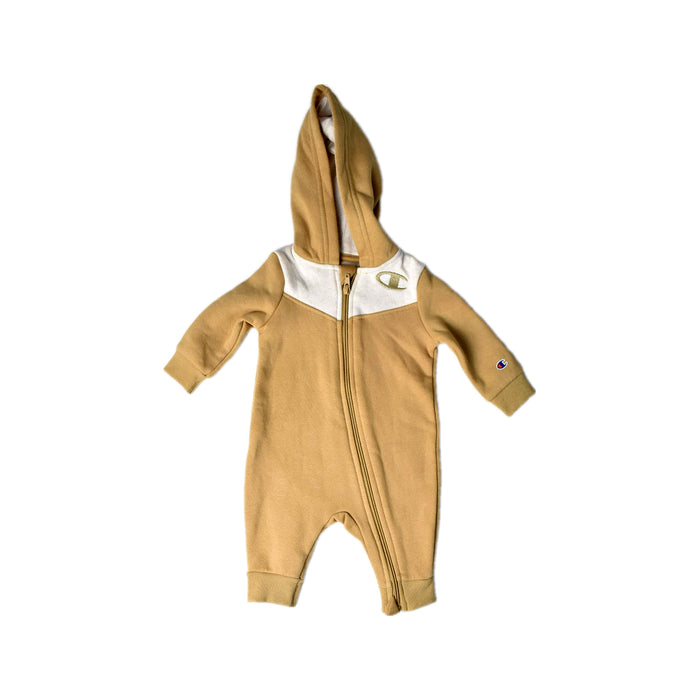 A Beige Long Sleeve Rompers from Champion in size 0-3M for boy. (Front View)