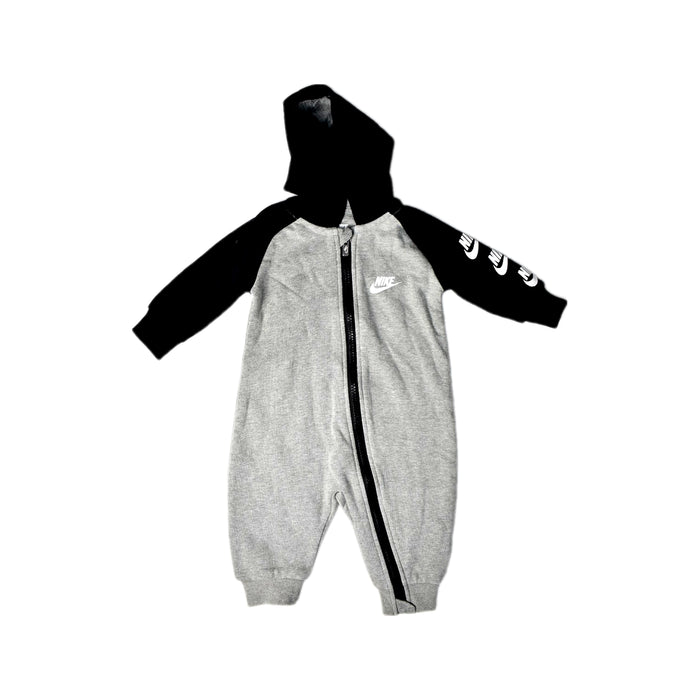A Grey Long Sleeve Rompers from Nike in size 3-6M for boy. (Front View)