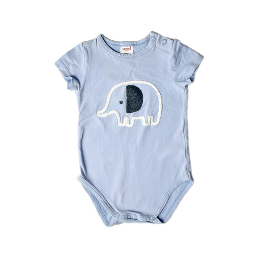 A Blue Short Sleeve Bodysuits from Seed in size 0-3M for boy. (Front View)