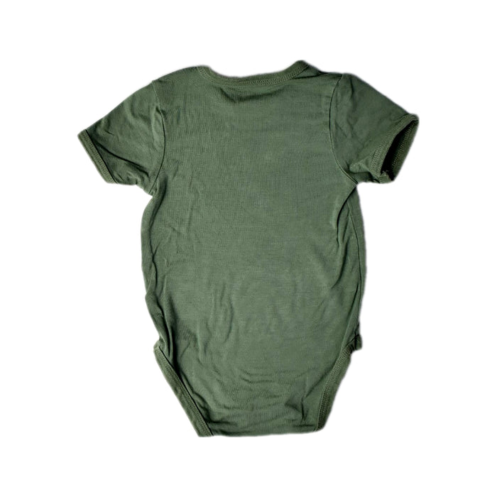 A Green Short Sleeve Bodysuits from Raph and Remy in size 3-6M for neutral. (Back View)
