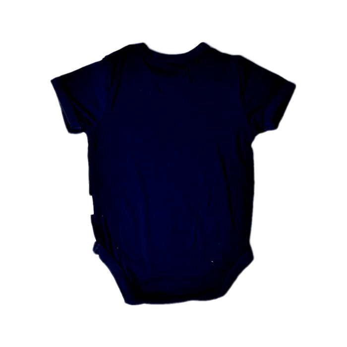 A Navy Short Sleeve Bodysuits from Raph and Remy in size 0-3M for neutral. (Back View)