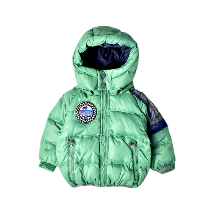 A Green Puffer/Quilted Coats & Outerwear from Diesel in size 3-6M for boy. (Front View)