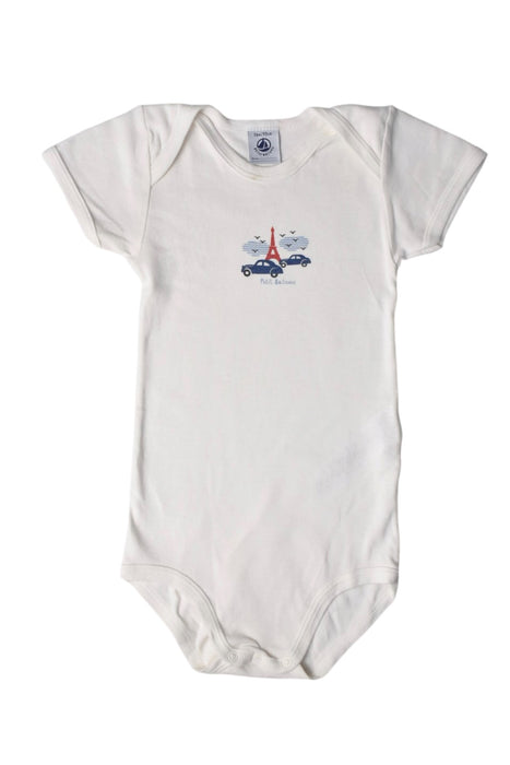 A White Short Sleeve Bodysuits from Petit Bateau in size 3T for girl. (Front View)
