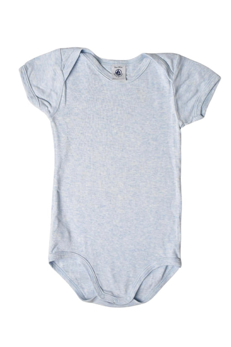 A Blue Short Sleeve Bodysuits from Petit Bateau in size 3T for neutral. (Front View)