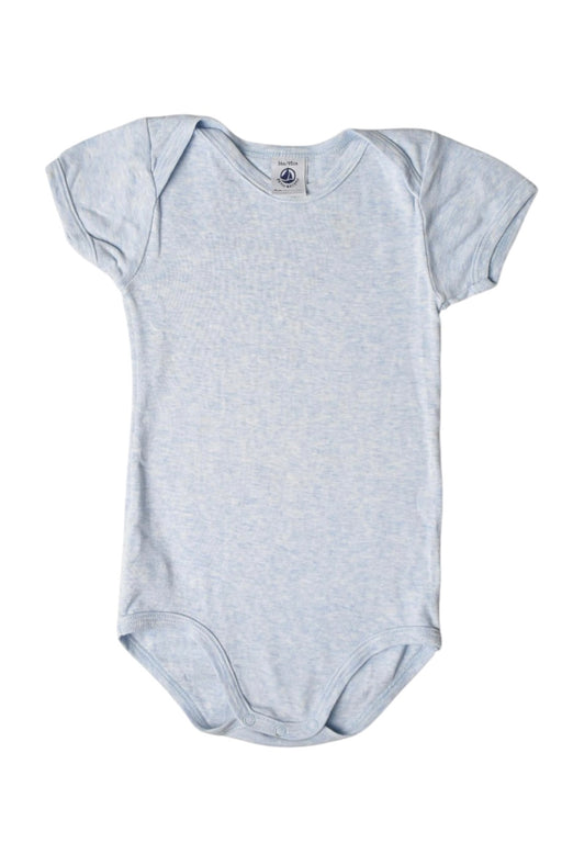 A Blue Short Sleeve Bodysuits from Petit Bateau in size 3T for neutral. (Front View)