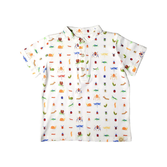 A White Short Sleeve Polos from Le Petit Society in size 2T for boy. (Front View)