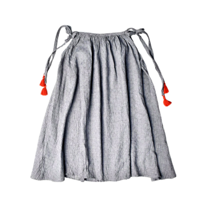 A Grey Sleeveless Dresses from Le Petit Society in size 2T for girl. (Back View)