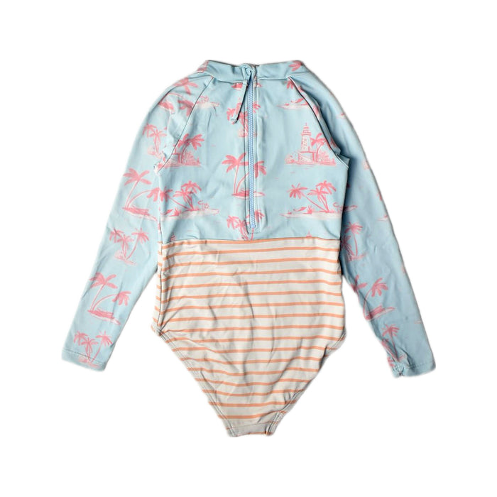 A Blue Rash Guards from Snapper Rock in size 4T for girl. (Back View)