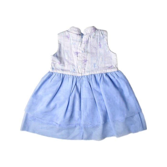 A Blue Sleeveless Dresses from Elly in size 6-12M for girl. (Back View)