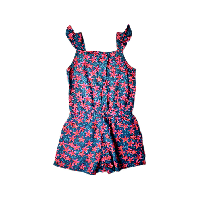 A Blue Sleeveless Rompers from DPAM in size 3T for girl. (Back View)