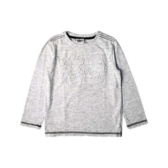 A Grey Long Sleeve Tops from Karl Lagerfeld in size 4T for boy. (Front View)