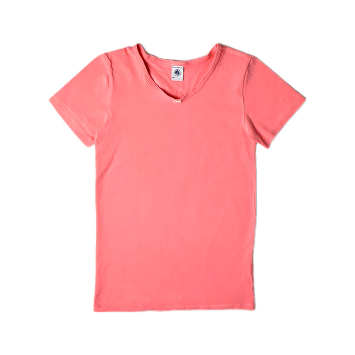A Pink Short Sleeve T Shirts from Petit Bateau in size 10Y for girl. (Front View)
