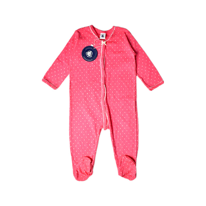 A Pink Long Sleeve Jumpsuits from Petit Bateau in size 12-18M for girl. (Front View)