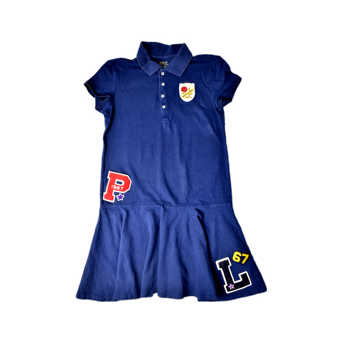 A Blue Short Sleeve Dresses from Polo Ralph Lauren in size 12Y for girl. (Front View)