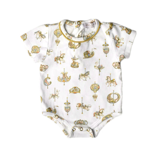 A White Short Sleeve Bodysuits from Atelier Choux in size 3-6M for neutral. (Front View)
