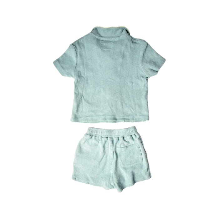 A Green Shorts Sets from Gingersnaps in size 3-6M for boy. (Back View)