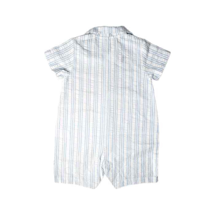 A White Short Sleeve Rompers from The Little White Company in size 12-18M for boy. (Back View)
