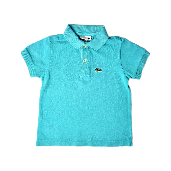 A Teal Short Sleeve Polos from Lacoste in size 3T for boy. (Front View)