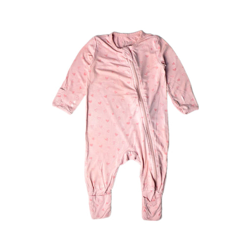 A Pink Long Sleeve Jumpsuits from Not Too Big  in size 3-6M for girl. (Front View)
