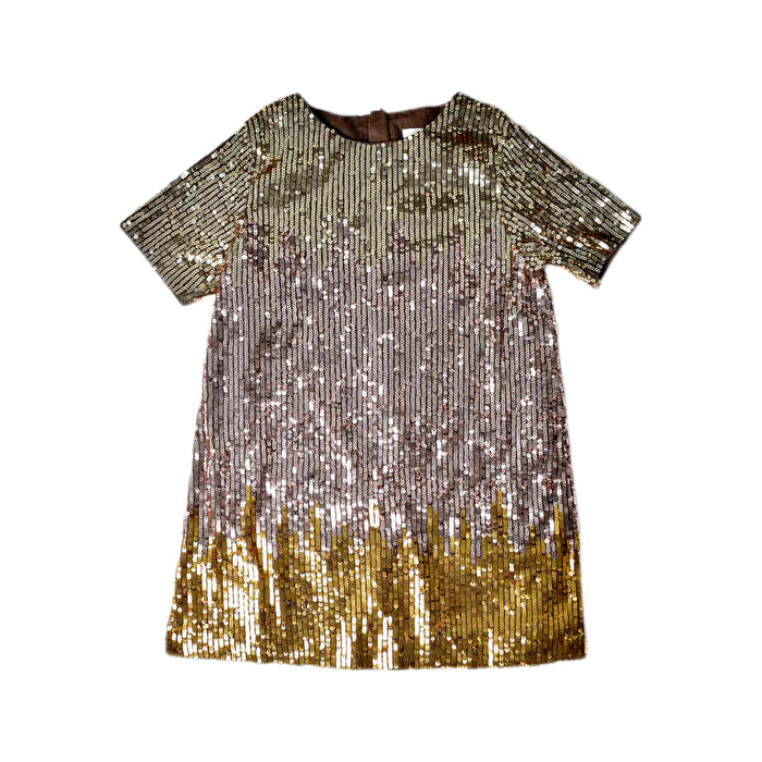 A Gold Short Sleeve Dresses from Chloe in size 6T for girl. (Front View)