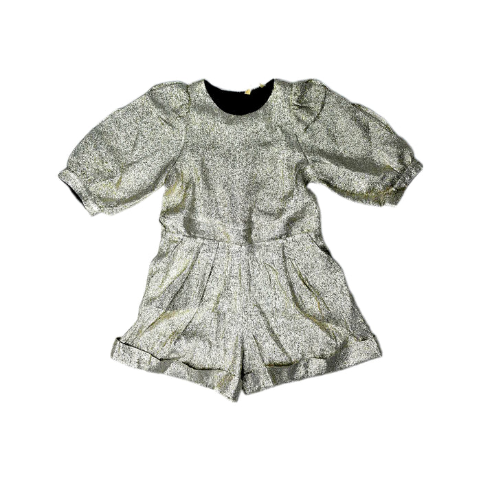A Silver Long Sleeve Rompers from Stella McCartney in size 6T for girl. (Front View)