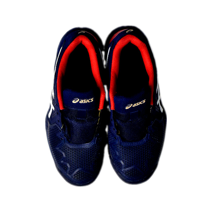 A Navy Sneakers from ASICS in size 10Y for boy. (Back View)