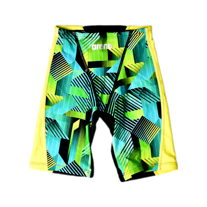A Green Swim Shorts from Arena in size 11Y for boy. (Front View)