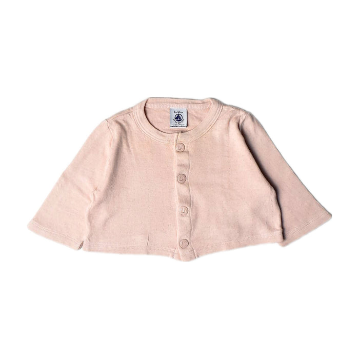 A Peach Cardigans from Petit Bateau in size 0-3M for girl. (Front View)