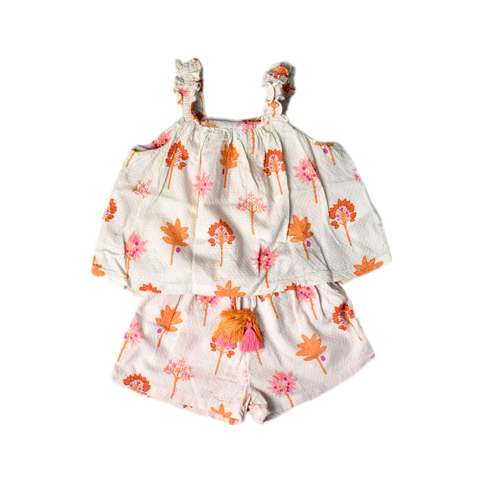 A Orange Shorts Sets from Gingersnaps in size 2T for girl. (Front View)
