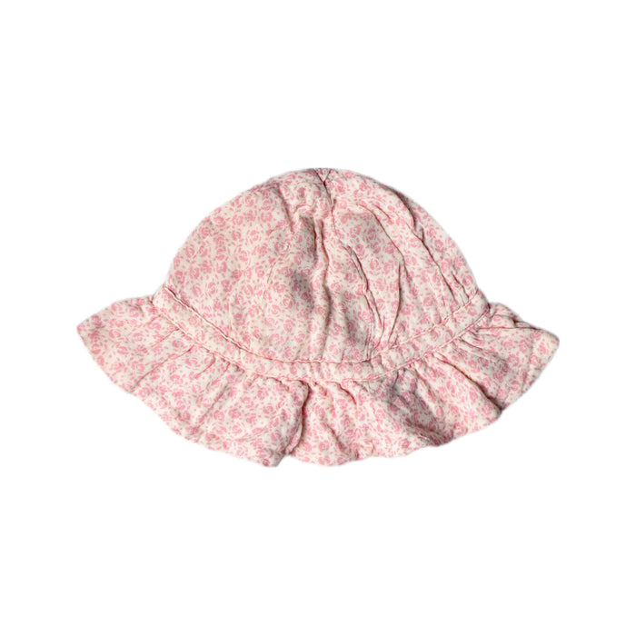 A Pink Sun Hats from Petit Bateau in size 6-12M for girl. (Front View)